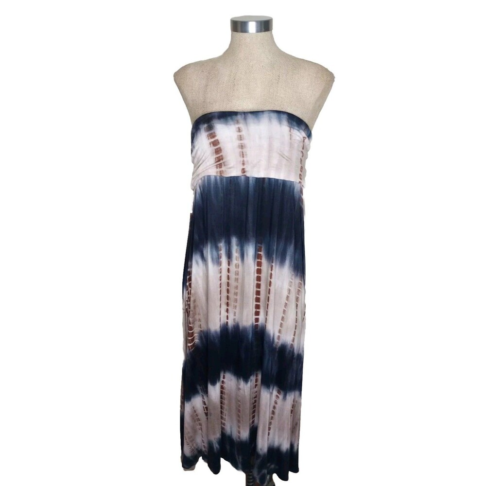 SWAK Sealed With A Kiss Dress Womens Plus Size 2X Bandeau Tie Dye Strapless Boho